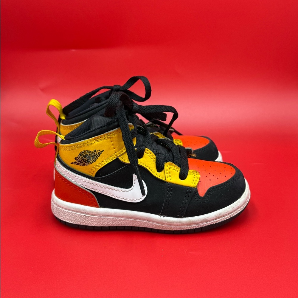 Jordan’s 1’s Mid Amarollo Nike Black/Yellow/Orange sneakers size 6C